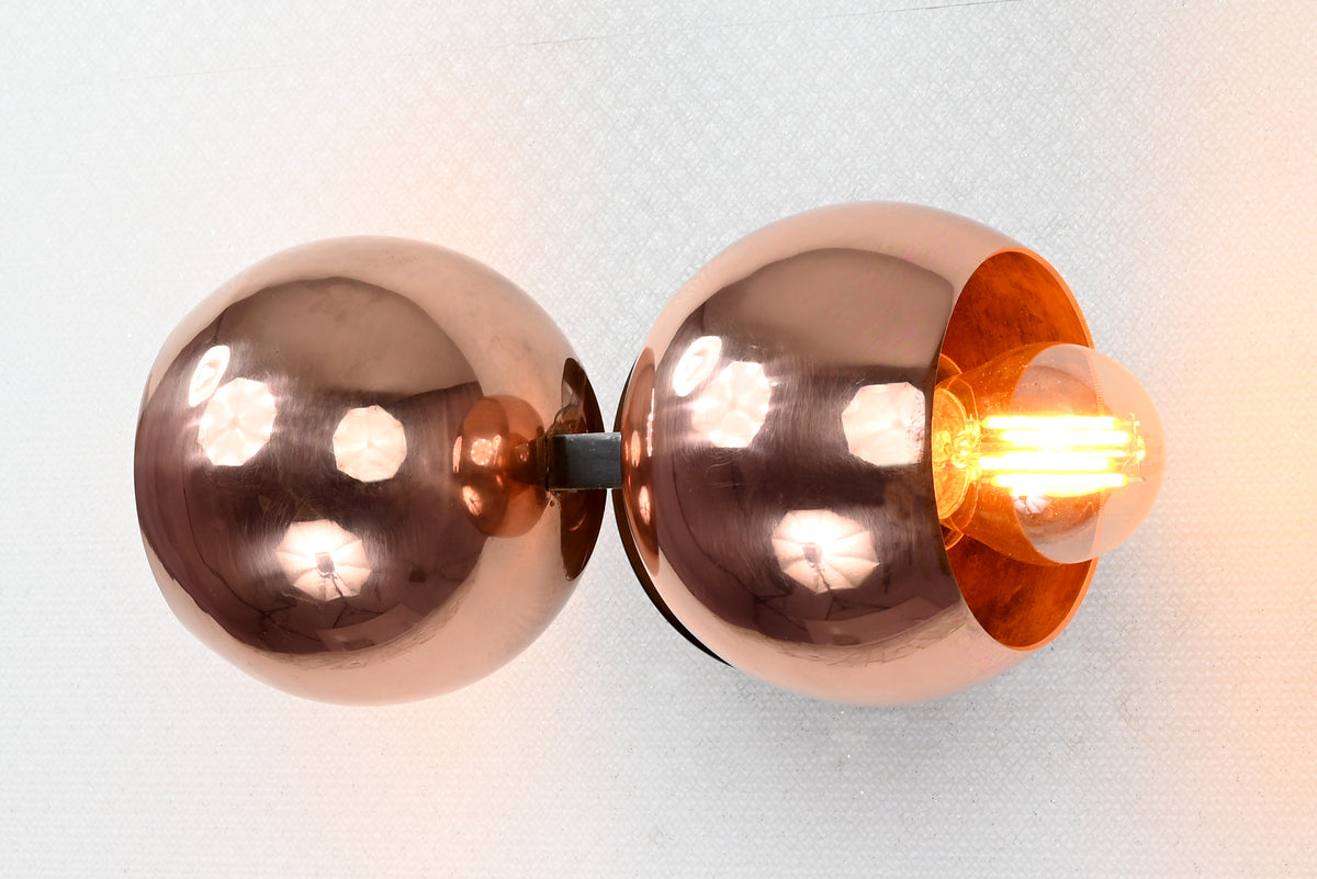 Contemporary Dual-Dome Brass Wall Sconce | Customizable Sculptural Accent for Modern Interiors - 32537