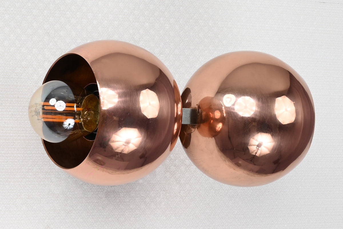 Contemporary Dual-Dome Brass Wall Sconce | Customizable Sculptural Accent for Modern Interiors - 32537