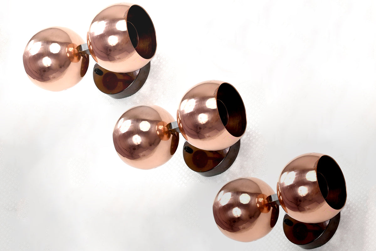 Contemporary Dual-Dome Brass Wall Sconce | Customizable Sculptural Accent for Modern Interiors - 32537