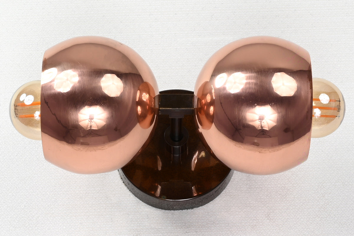 Contemporary Dual-Dome Brass Wall Sconce | Customizable Sculptural Accent for Modern Interiors - 32537