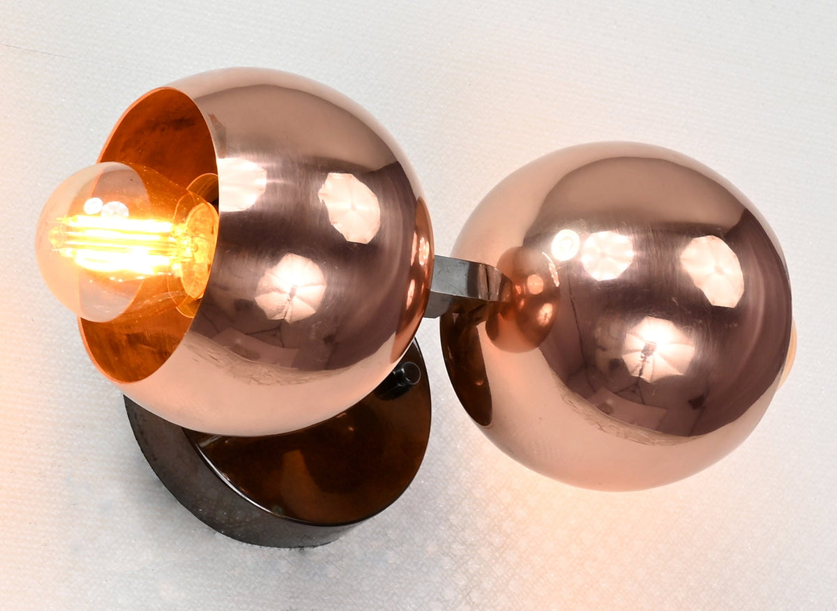 Contemporary Dual-Dome Brass Wall Sconce | Customizable Sculptural Accent for Modern Interiors - 32537