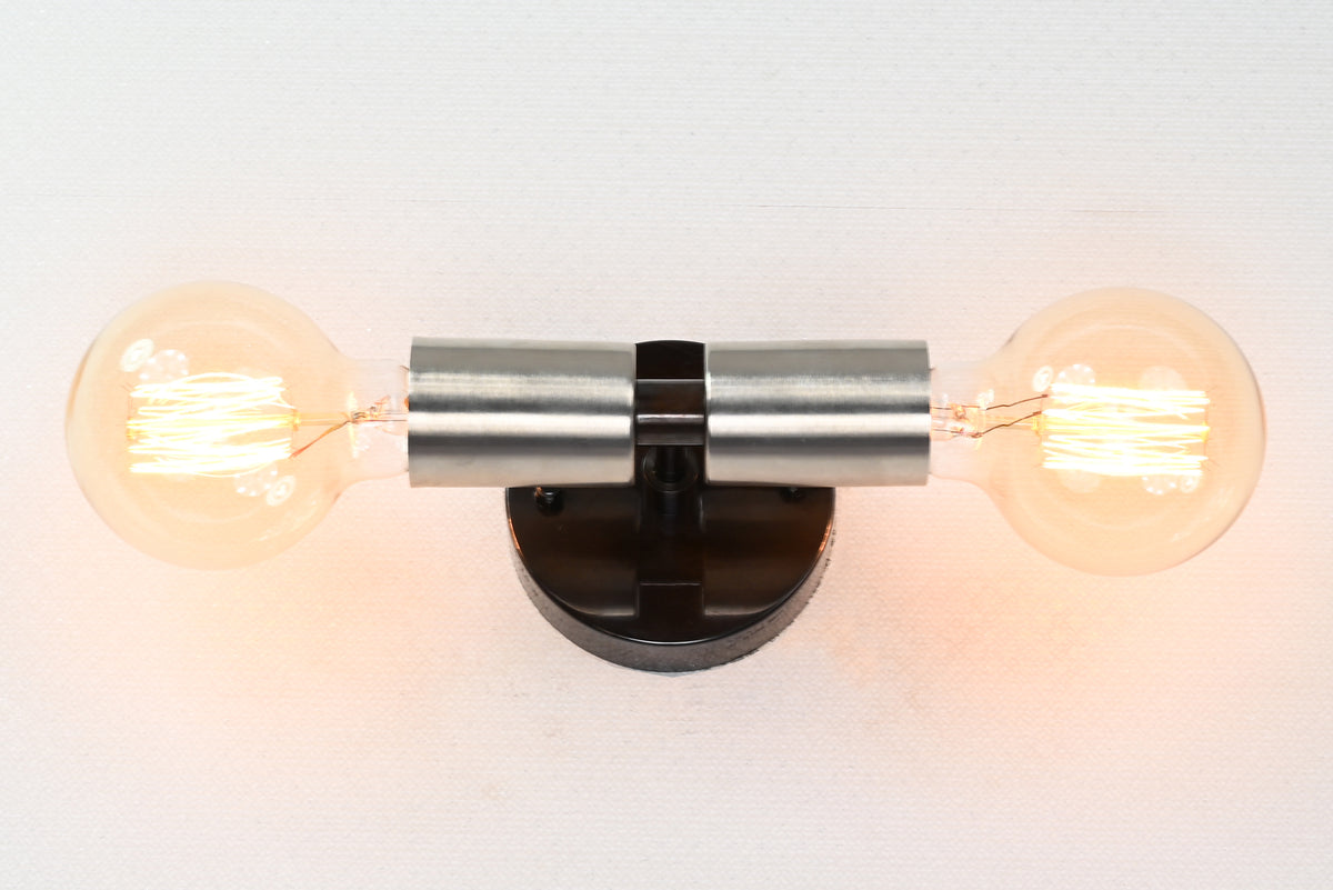 Contemporary Dual-Cylinder Brass Wall Sconce Design | Customizable Industrial Modern Light Fixture - 32539