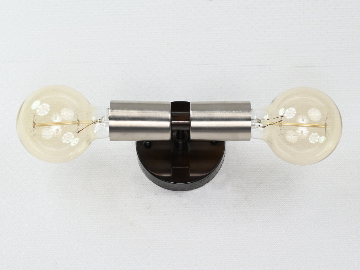 Contemporary Dual-Cylinder Brass Wall Sconce Design | Customizable Industrial Modern Light Fixture - 32539