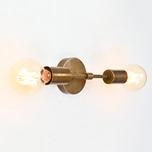 Brass Bare Bulb Wall Sconce, Brass Twin Light Wall Light - 32541