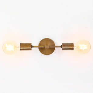 Brass Bare Bulb Wall Sconce, Brass Twin Light Wall Light - 32541