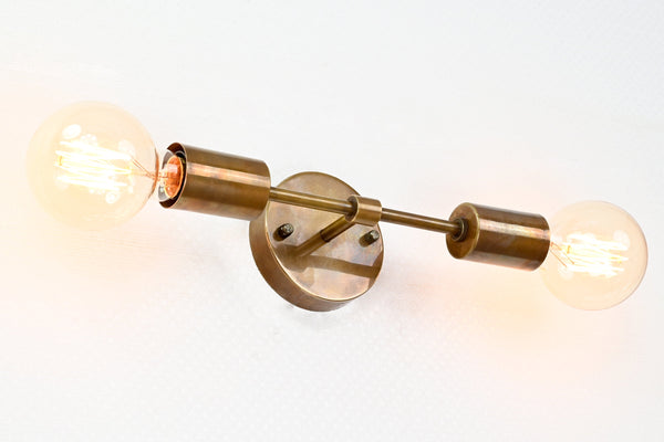 Brass Bare Bulb Wall Sconce, Brass Twin Light Wall Light - 32541