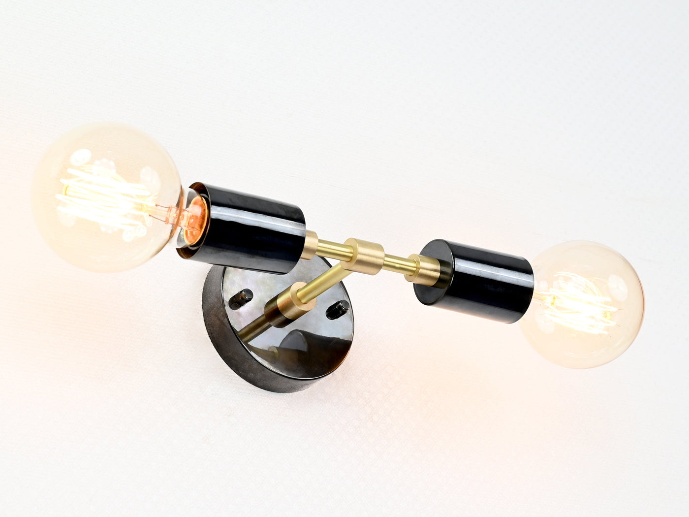 Modern Industrial Brass Wall Sconce | Customizable Dual-Light Fixture for Hallway or Bathroom Décor - 32542