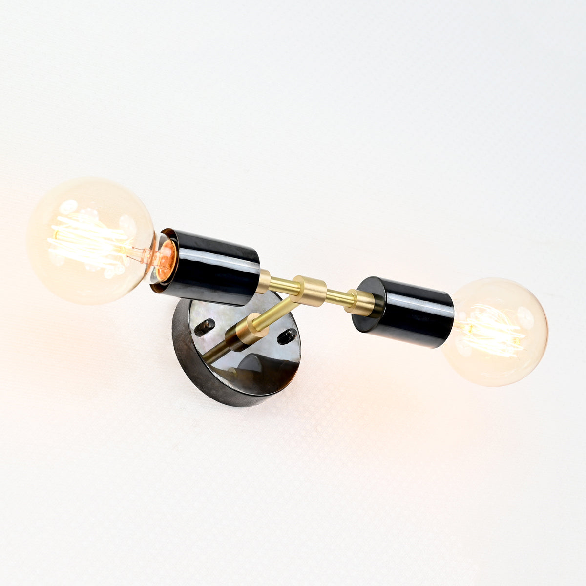 Modern Industrial Brass Wall Sconce | Customizable Dual-Light Fixture for Hallway or Bathroom Décor - 32542