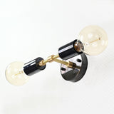 Modern Industrial Brass Wall Sconce | Customizable Dual-Light Fixture for Hallway or Bathroom Décor - 32542