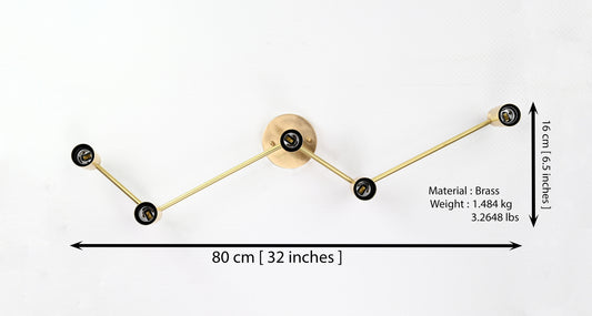 Mid-Century Modern Brass Wall Sconce | Customizable 5-Light Fixture for Living or Dining Room Décor - 32543