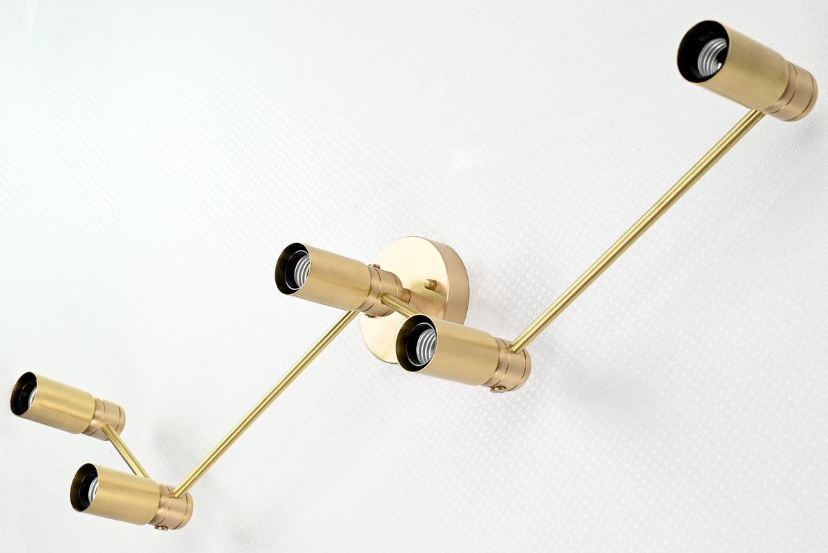 Mid-Century Modern Brass Wall Sconce | Customizable 5-Light Fixture for Living or Dining Room Décor - 32543
