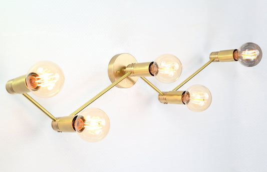 Mid-Century Modern Brass Wall Sconce | Customizable 5-Light Fixture for Living or Dining Room Décor - 32543