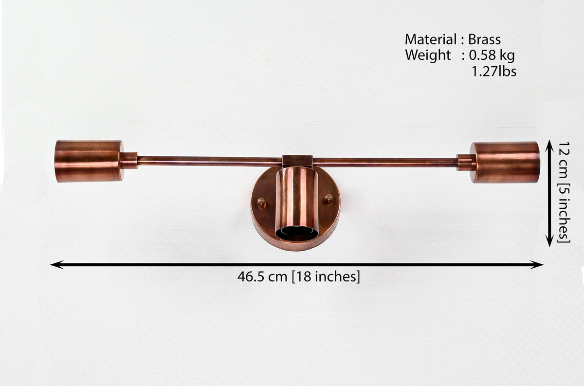 Industrial Brass Wall Sconce Light | Customizable 3-Bulb Fixture for Modern Living & Vanity Spaces - 32544