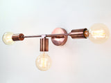 Industrial Brass Wall Sconce Light | Customizable 3-Bulb Fixture for Modern Living & Vanity Spaces - 32544