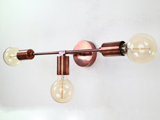 Industrial Brass Wall Sconce Light | Customizable 3-Bulb Fixture for Modern Living & Vanity Spaces - 32544