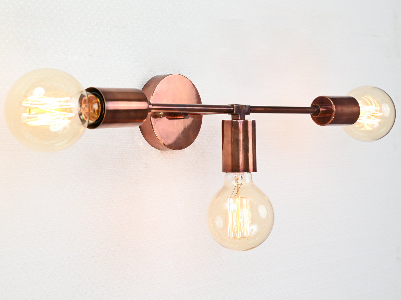 Industrial Brass Wall Sconce Light | Customizable 3-Bulb Fixture for Modern Living & Vanity Spaces - 32544