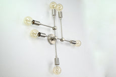 Mid-Century Modern Customizable Wall Sconce | 6-Light Brass Fixture with Geometric Arm Layout - 32546