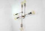 Mid-Century Modern Customizable Wall Sconce | 6-Light Brass Fixture with Geometric Arm Layout - 32546