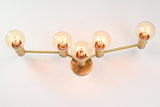 Mid-Century Modern Customizable Wall Sconce | 5-Light Brass Fixture with Angular Arm Design - 32547