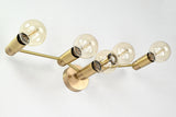 Mid-Century Modern Customizable Wall Sconce | 5-Light Brass Fixture with Angular Arm Design - 32547