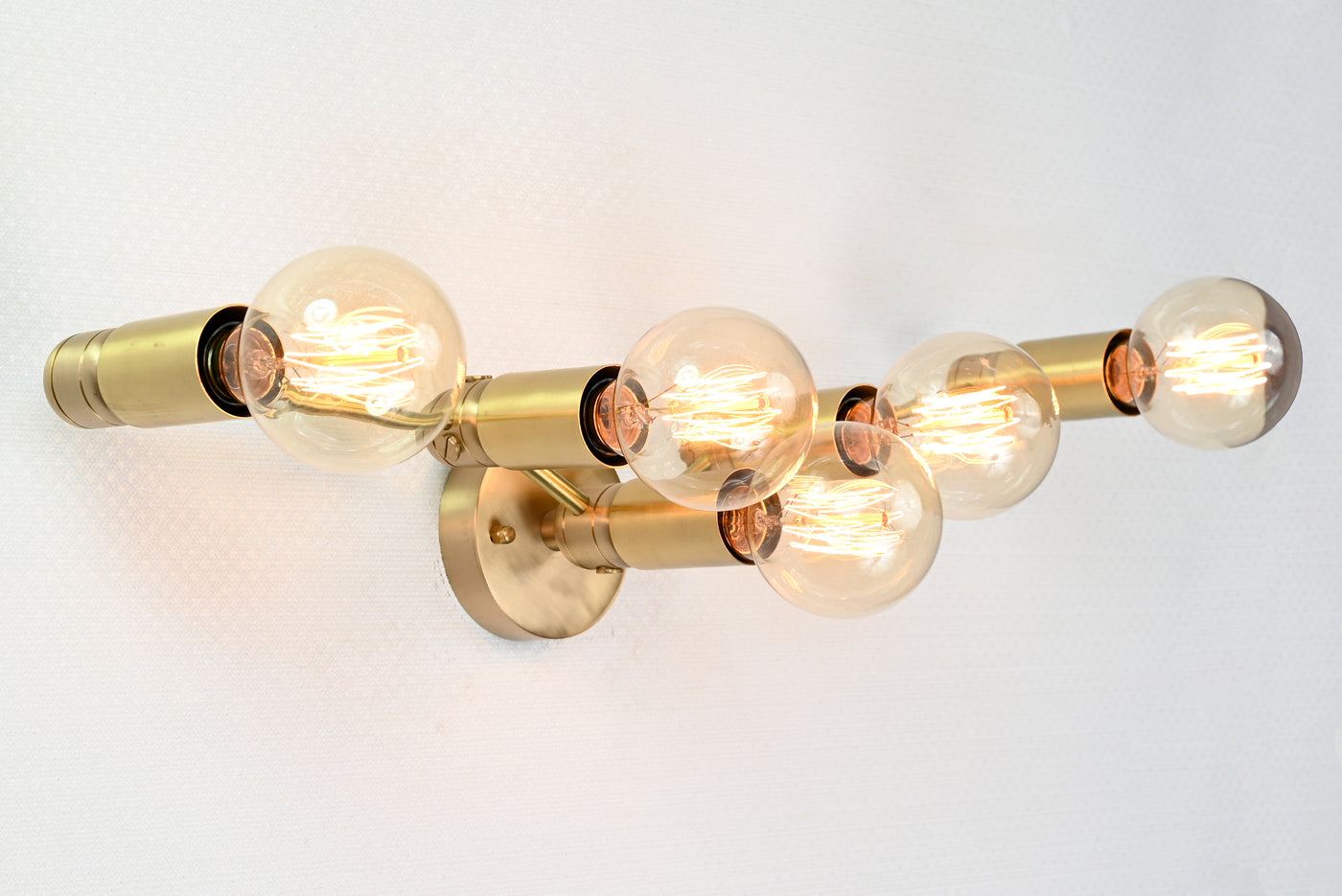 Mid-Century Modern Customizable Wall Sconce | 5-Light Brass Fixture with Angular Arm Design - 32547