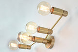 Mid-Century Modern Customizable Wall Sconce | 5-Light Brass Fixture with Angular Arm Design - 32547