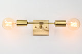 Modern Minimalist Customizable Wall Sconce | Dual Brass Light Fixture with Rectangular Backplate - 32548