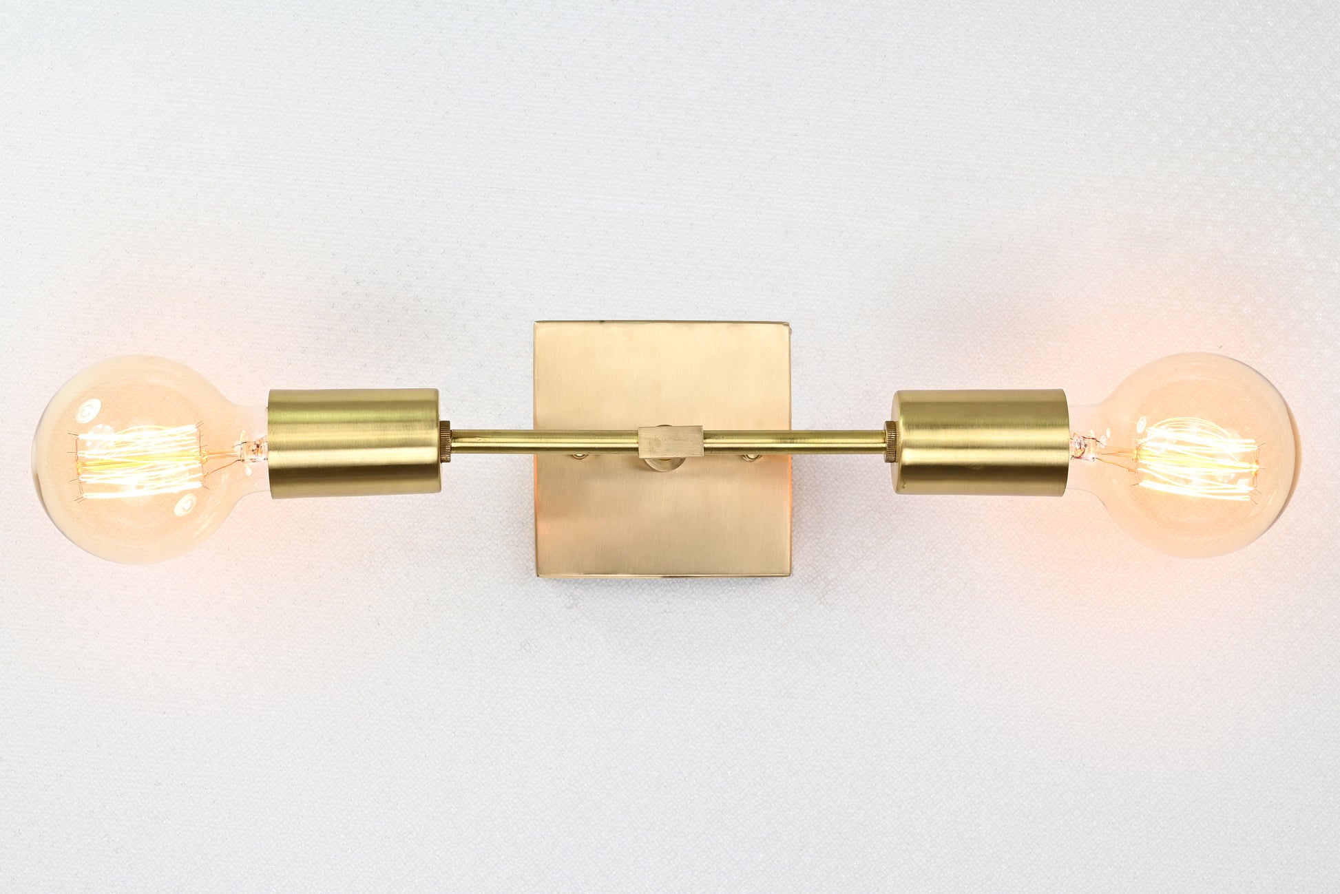 Twin Light Square Base Bare Bulb Brass Wall Light - 32548