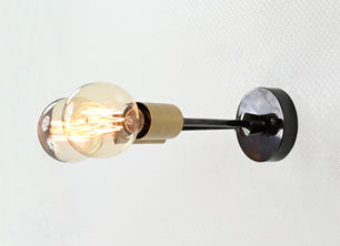 Twin Light Bare Bulb Brass Wall Light - 32549