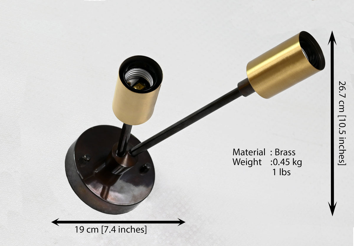 Contemporary Industrial Customizable Wall Sconce | Dual Brass Adjustable Arm Fixture for Accent Lighting - 32549