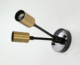 Contemporary Industrial Customizable Wall Sconce | Dual Brass Adjustable Arm Fixture for Accent Lighting - 32549