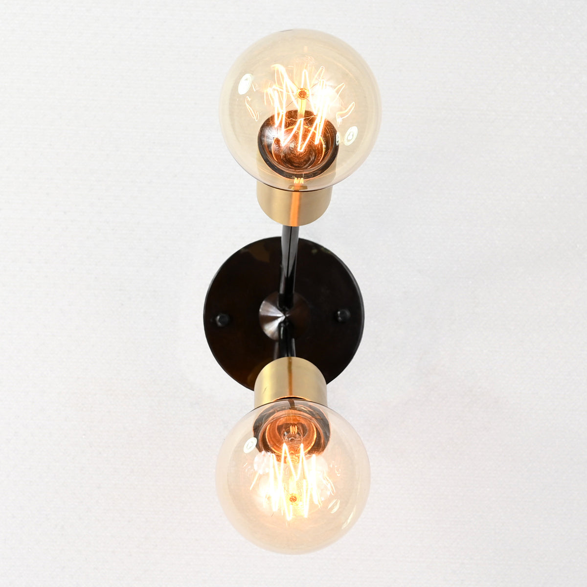 Modern Industrial Customizable Wall Sconce | Dual Brass Arms with Exposed Bulb Accent Lighting - 32550