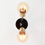 Modern Industrial Customizable Wall Sconce | Dual Brass Arms with Exposed Bulb Accent Lighting - 32550