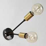 Modern Industrial Customizable Wall Sconce | Dual Brass Arms with Exposed Bulb Accent Lighting - 32550