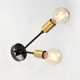 Modern Industrial Customizable Wall Sconce | Dual Brass Arms with Exposed Bulb Accent Lighting - 32550