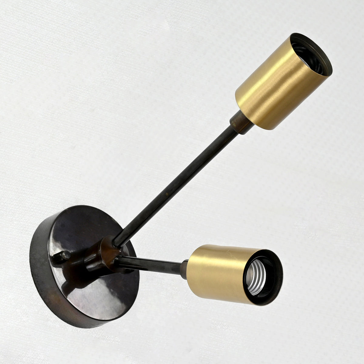 Modern Industrial Customizable Wall Sconce | Dual Brass Arms with Exposed Bulb Accent Lighting - 32550