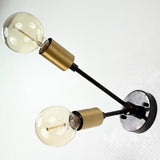 Modern Industrial Customizable Wall Sconce | Dual Brass Arms with Exposed Bulb Accent Lighting - 32550