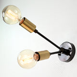 Modern Industrial Customizable Wall Sconce | Dual Brass Arms with Exposed Bulb Accent Lighting - 32550