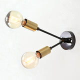 Modern Industrial Customizable Wall Sconce | Dual Brass Arms with Exposed Bulb Accent Lighting - 32550