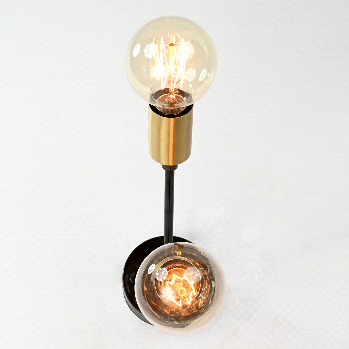 Modern Industrial Customizable Wall Sconce | Dual Brass Arms with Exposed Bulb Accent Lighting - 32550