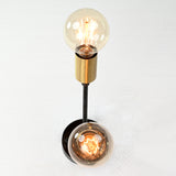 Modern Industrial Customizable Wall Sconce | Dual Brass Arms with Exposed Bulb Accent Lighting - 32550