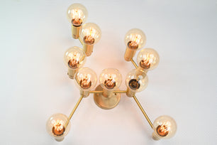 Large 10 Lights Wall Fixture, Brass Bare Bulb Wall Sconce - 32551