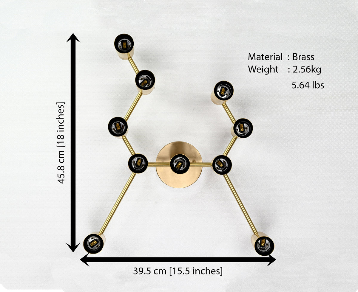 Contemporary Geometric Customizable Wall Sconce | Brass Multi-Light Fixture for Artistic Décor - 32551