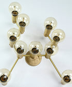 Large 10 Lights Wall Fixture, Brass Bare Bulb Wall Sconce - 32551