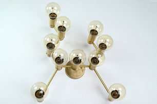 Large 10 Lights Wall Fixture, Brass Bare Bulb Wall Sconce - 32551