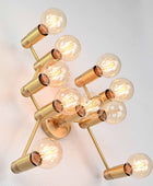 Large 10 Lights Wall Fixture, Brass Bare Bulb Wall Sconce - 32551