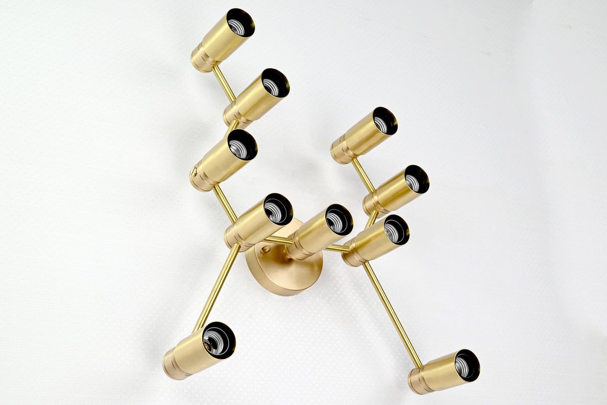 Contemporary Geometric Customizable Wall Sconce | Brass Multi-Light Fixture for Artistic Décor - 32551
