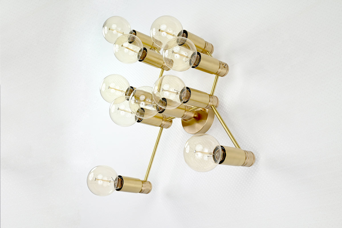 Contemporary Geometric Customizable Wall Sconce | Brass Multi-Light Fixture for Artistic Décor - 32551