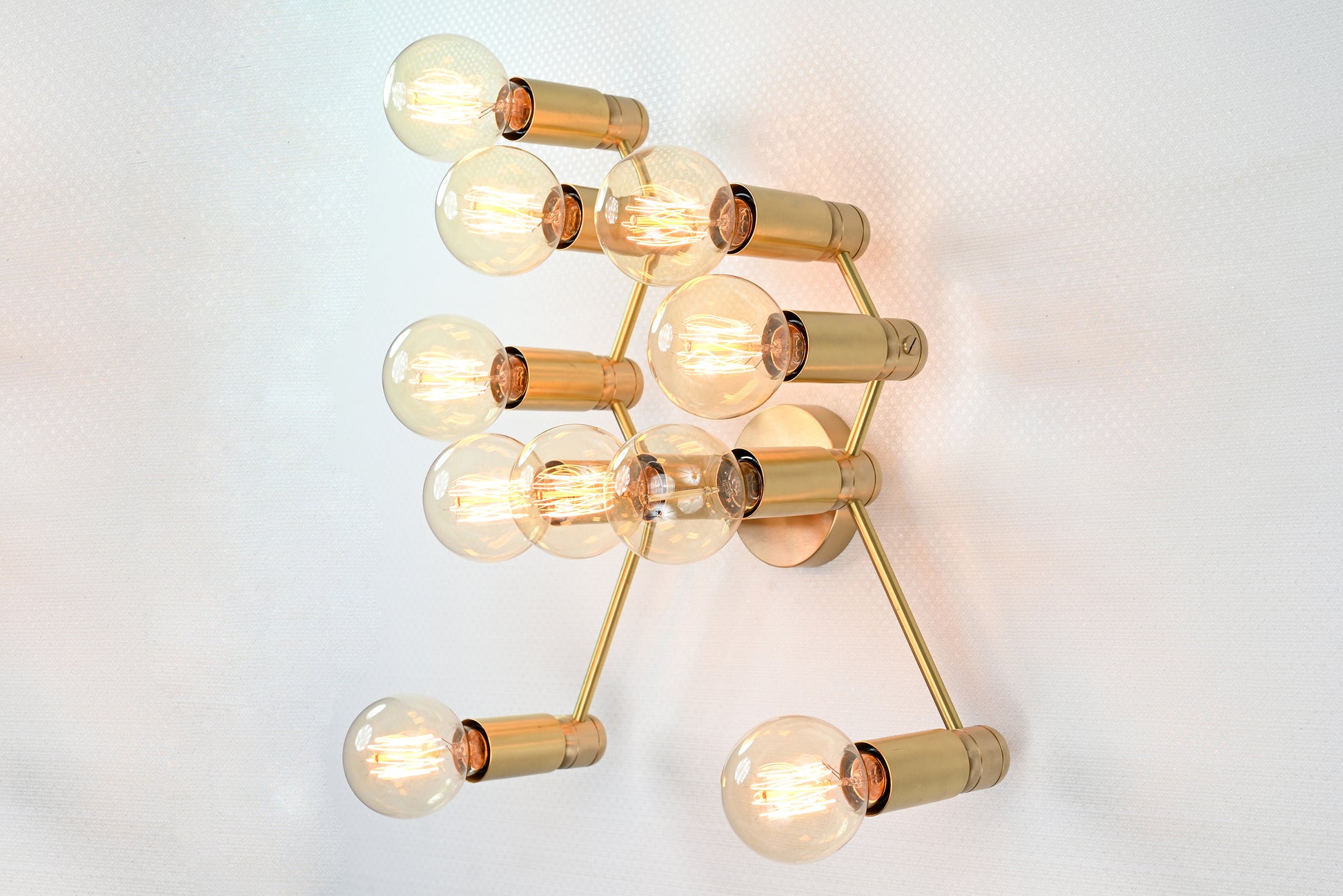 Large 10 Lights Wall Fixture, Brass Bare Bulb Wall Sconce - 32551