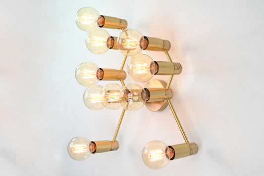 Contemporary Geometric Customizable Wall Sconce | Brass Multi-Light Fixture for Artistic Décor - 32551
